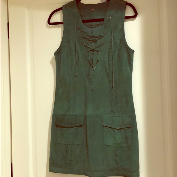 Free People Dresses & Skirts - Gorgeous Free People green suede dress-🌟🌟